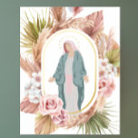Schöne gesegnete Mutter Moderne katholisch Foliendrucke<br><div class="desc">Ein wunderschöner Ausdruck mit einem handgemalten illustrierten Bild der gesegneten Mutter,  Aquarellblumen und Goldfoliendetails.</div>