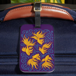 Schöne gestickte goldene Fische Gepäckanhänger