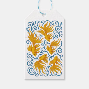 Schöne gestickte goldene Fische Geschenkanhänger