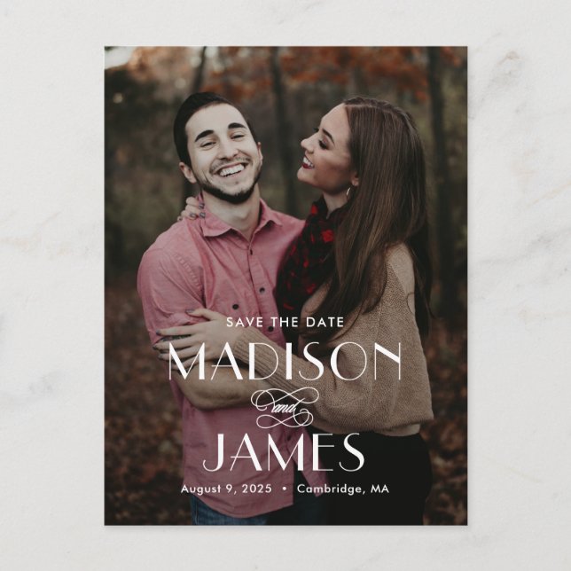 Schöne Gewerkschaft Moderne Save the Date Postkart Postkarte (Vorderseite)