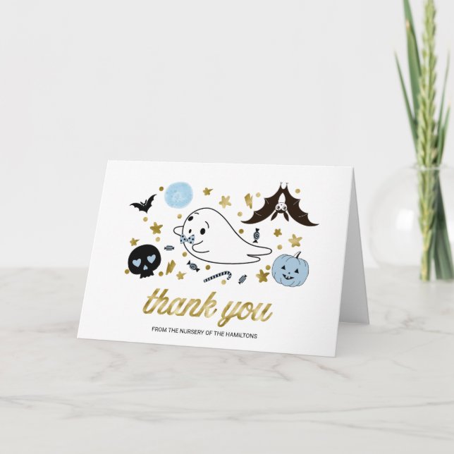 Schöne Ghost Halloween Kinderdusche Danke Karte (Vorderseite)