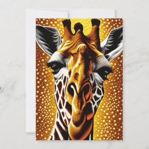 Schöne Giraffe auf einem Glitzer Gold Hintergrund Feiertagskarte
