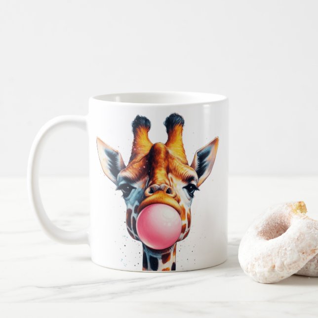 schöne Giraffe blühend Bubblegum Kaffeetasse (Mit Donut)