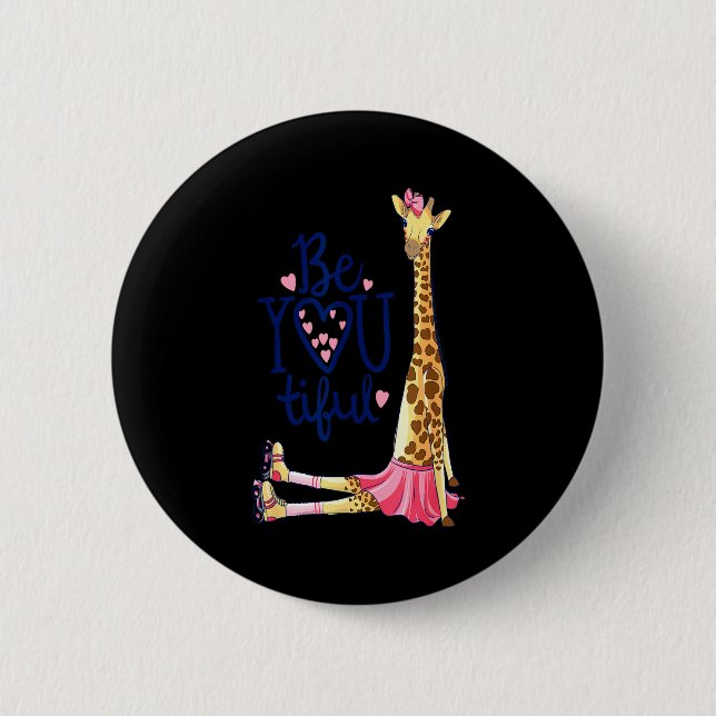 Schöne Giraffe _ Inspirieren Sie, Sie selbst zu se Button (Vorderseite)