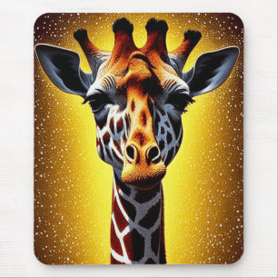 Schöne Giraffe mit einem Gold-Glitzer Mousepad