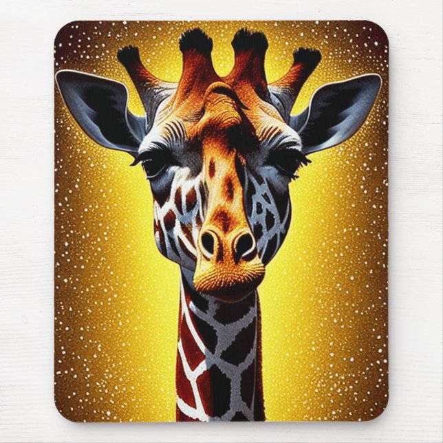 Schöne Giraffe mit einem Gold-Glitzer Mousepad (Vorne)