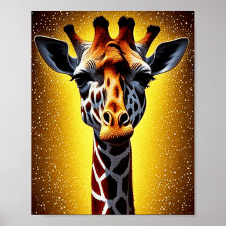 Schöne Giraffe mit einem Gold-Glitzer Poster