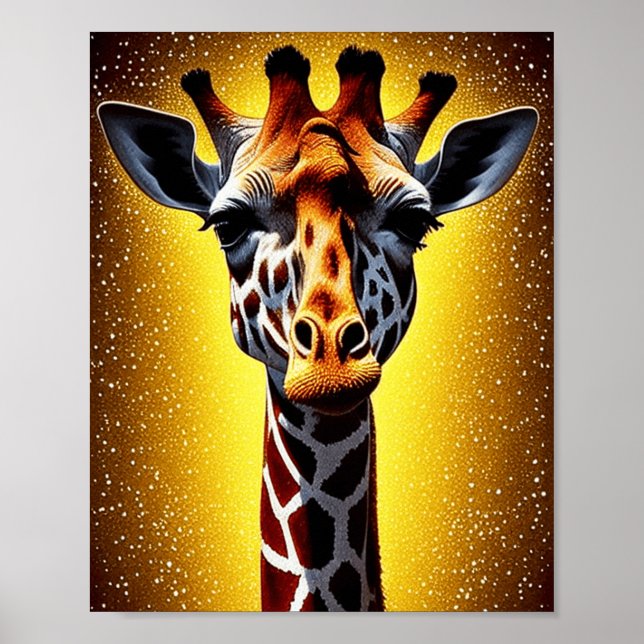 Schöne Giraffe mit einem Gold-Glitzer Poster (Vorne)