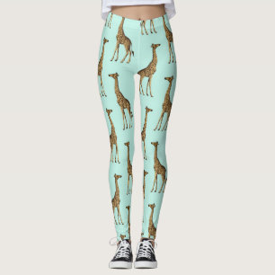 Schöne Giraffen Blau und Gold Leggings