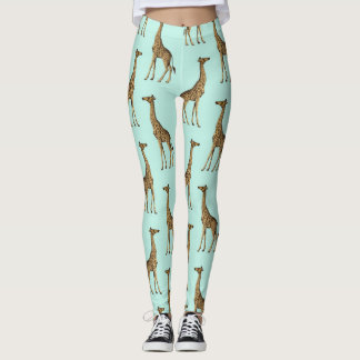 Schöne Giraffen Blau und Gold Leggings