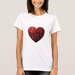 Schöne Glamour Rote Glitter Funken Herz T-Shirt