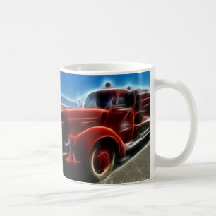 Schöne glänzende antike rote Feuerwehrwagen-Kunst Tasse