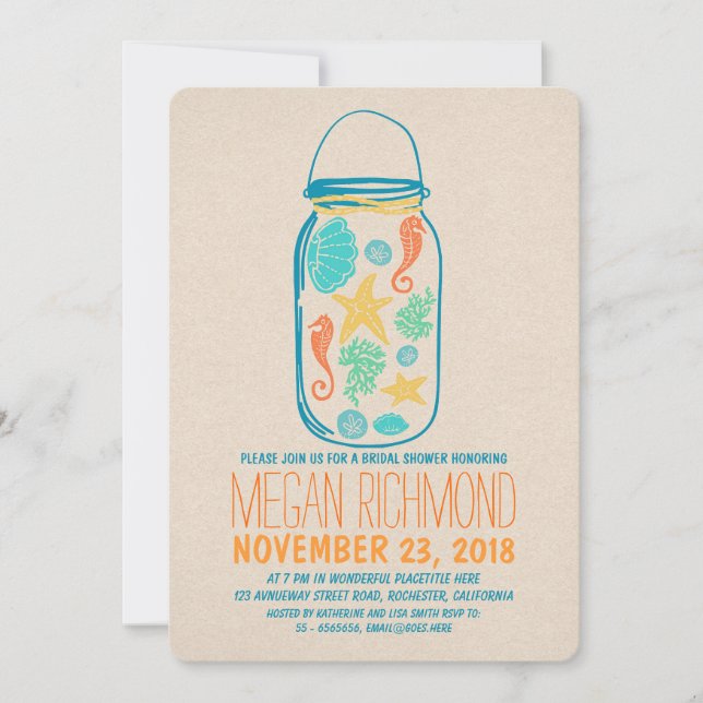 Schöne Glaskeramikjar Brautdusche Einladung (Vorderseite)