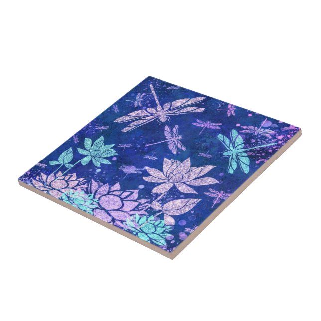 Schöne Glitzer Blume Libelle Keramik Tile Fliese (Seite)