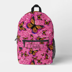 Schöne glitzernde Schmetterlinge in Rosa Bedruckter Rucksack