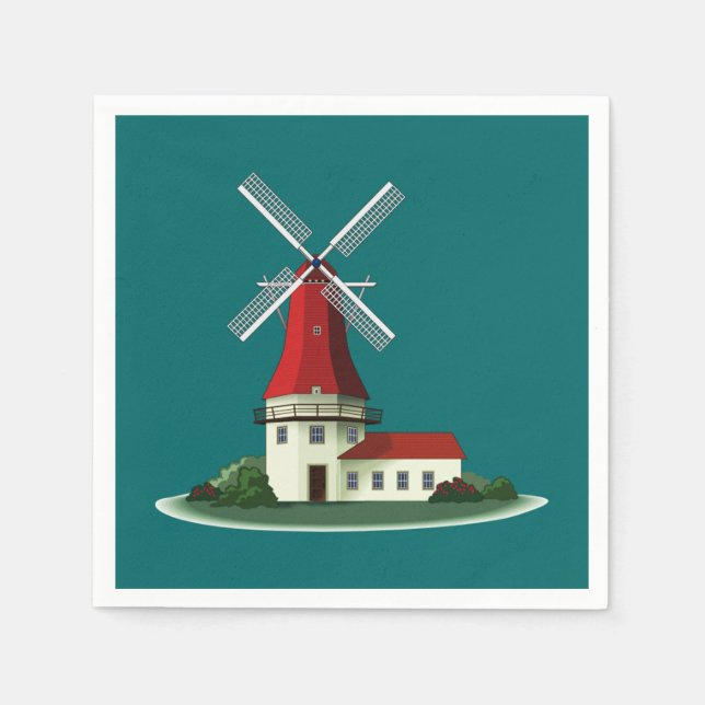 Schöne Glockenturmwindmühle Serviette (Vorderseite)