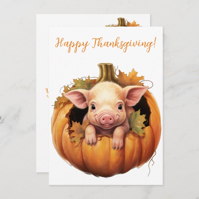 Schöne glückliche Tanksgiving Pig Watercolor Cards (Vorne/Hinten)