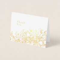 Schöne Gold Foil gezeichnet floral Danke Karte