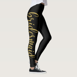 Schöne Gold Glitter-Kalligrafie Brautjungfer Leggings