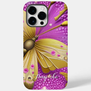 Schöne Gold Schmetterling Aquarell Personalisiert Case-Mate iPhone 14 Pro Max Hülle
