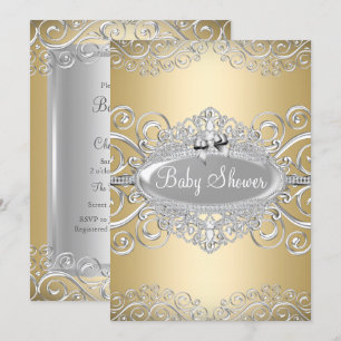 Schöne Gold- und Silber-Damaskus-Prinzessin-Baby-P Einladung