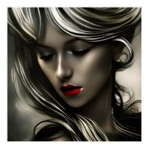 Schöne Goldbronze Blonde Frauen mit roten Lippen 2