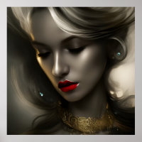 Schöne Goldbronze Blondinnen mit roten Lippen 3