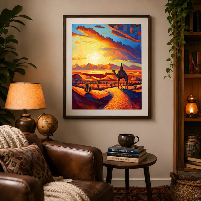 Schöne Golden Hour Wüste Sunset & Camels Poster (Von Creator hochgeladen)