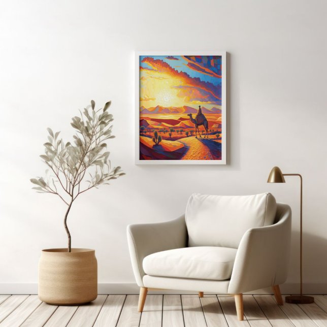 Schöne Golden Hour Wüste Sunset & Camels Poster (Von Creator hochgeladen)