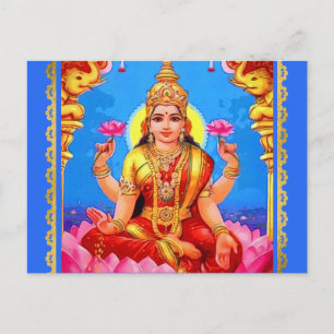 Schöne Golden Lakshmi Diwali Goddess Postkarte