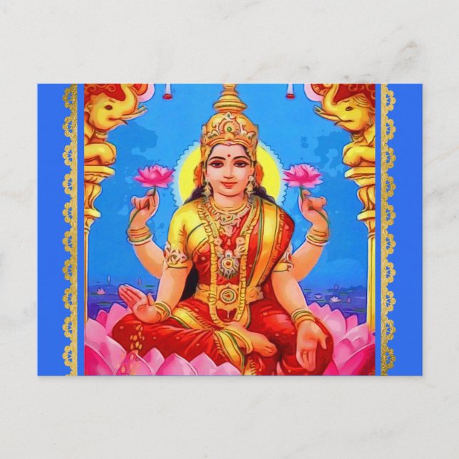 Schöne Golden Lakshmi Diwali Goddess Postkarte (Vorderseite)