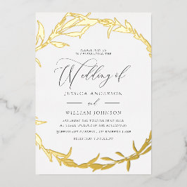 Schöne Golden Leaf Wreath Folieneinladung