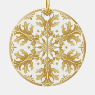 Schöne Golden Snowflake Circle Ornament