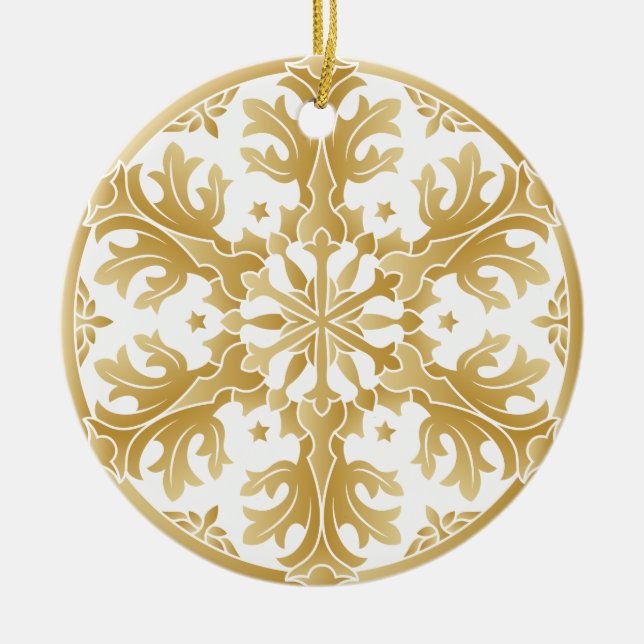 Schöne Golden Snowflake Circle Ornament (Vorne)