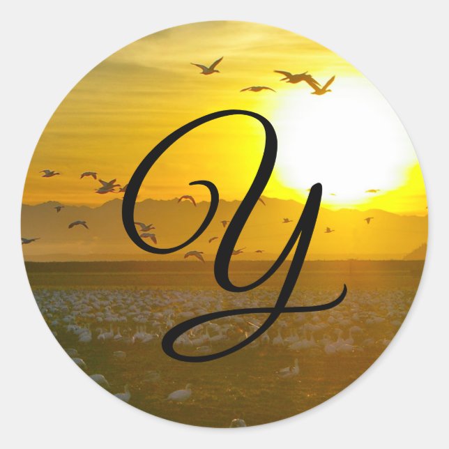 Schöne Golden Sunset Monogram Umschlag Aufkleber (Vorderseite)