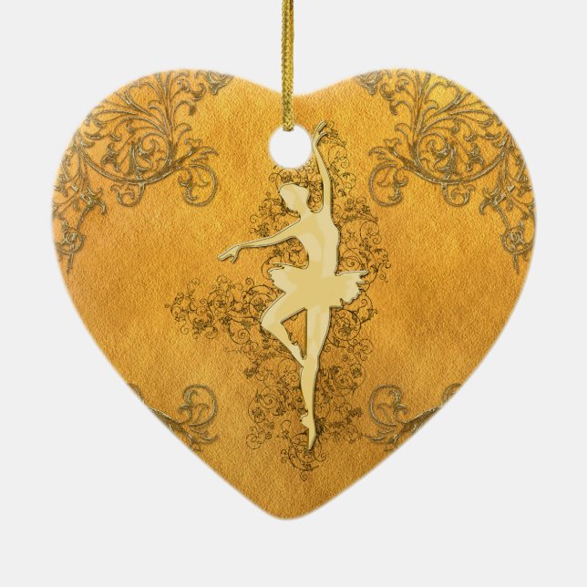 Schöne goldene Ballerina Keramikornament (Hinten)