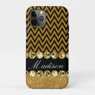 Schöne goldene Chevron-Glitter-Juwelen Elegant Case-Mate iPhone Hülle
