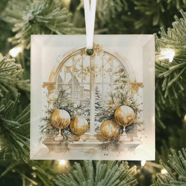 Schöne goldene und weiße Weihnachtsdesigns Ornament Aus Glas (Insitu)