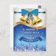 Schöne goldene Weihnachtsglocken mit Blue Bow Feiertagspostkarte (Vorne/Hinten)