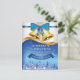 Schöne goldene Weihnachtsglocken mit Blue Bow Feiertagspostkarte (Stehend Vorderseite)