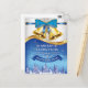 Schöne goldene Weihnachtsglocken mit Blue Bow Feiertagspostkarte (Vorderseite/Rückseite Beispiel)