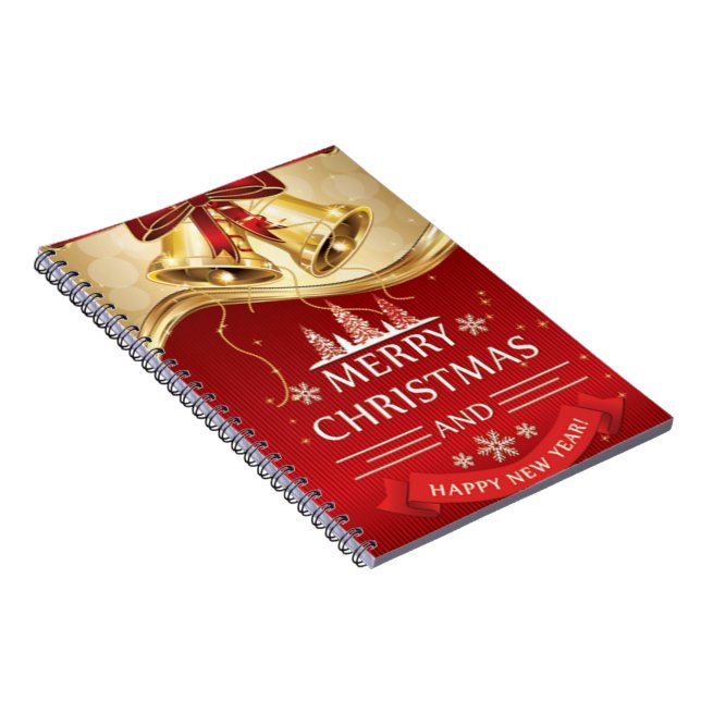 Schöne goldene Weihnachtsglocken mit Red Bow Notizblock (Rechte Seite)