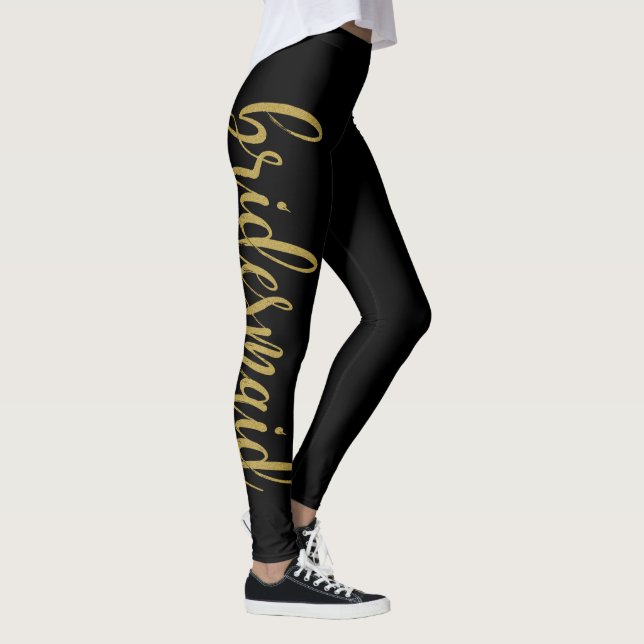 Schöne Goldmedaille Glitzer Calligraphy Bridesmaid Leggings (Rechts)