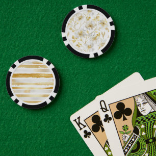 Schöne Goldweiße Blumen Pokerchips