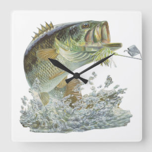 Schöne Gone Fischen Largemouth Bass Wall Clock Quadratische Wanduhr