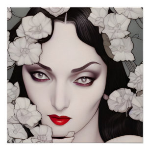 Schöne Gotische Frau AI Generierte Kunst Poster