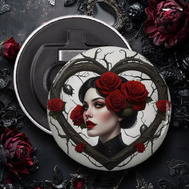 Schöne Gotische Frau mit Thorns und Rose Flaschenöffner
