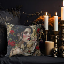 Schöne Gotische Frau mit Thorns und Rose