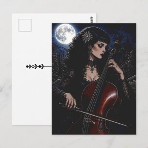 Schöne gotische Schönheit beim Cello-Spiel Postkarte
