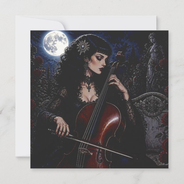 Schöne gotische Schönheit beim Cellospielen  (Vorderseite)